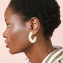 Cream Resin Scalloped Edge Hoop Earrings, thumbnail 3 of 4