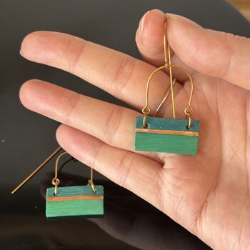 Handmade Gold And Green Block Earrings, 6 of 8