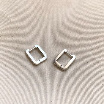 Sterling Silver Rectangular Hoop Earrings, 4 of 7