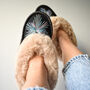 Peacock Brown Sheepskin Moccasin Slippers, thumbnail 2 of 8