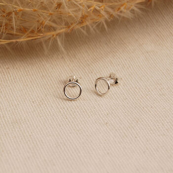 Minimalist Open Circle Stud Earrings In Silver Or Gold, 6 of 9