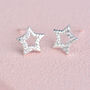 Sterling Silver Cz Open Star Stud Earrings, thumbnail 4 of 7