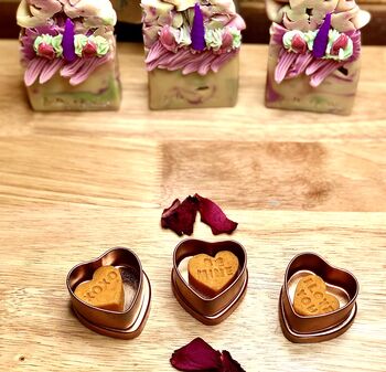 Mini Handmade Soap With Special Message In Heart Tin X1, 5 of 11