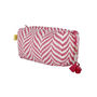 Block Print Indore Pattern Pink Herringbone Makeup Bag, thumbnail 1 of 4