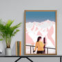 Skier In The Mountains Winter Wall Art, thumbnail 1 of 3