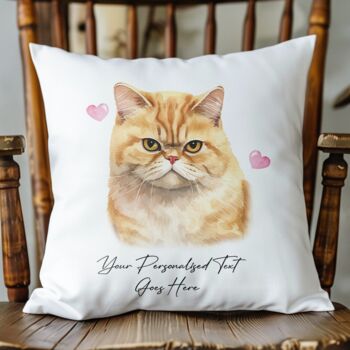 Personalised Exotic Shorthair Cat Love Hearts Cushion Cover, 2 of 2