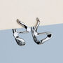 Sterling Silver Wave Huggie Hoop Earrings, thumbnail 1 of 6
