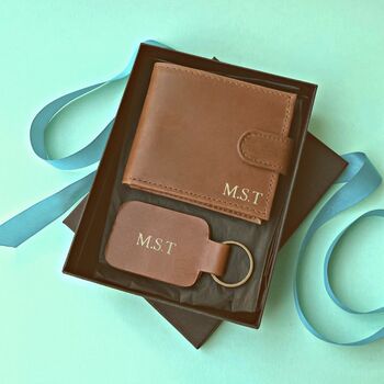 Personalised Leather Wallet And Key Ring Gift Set, 3 of 6