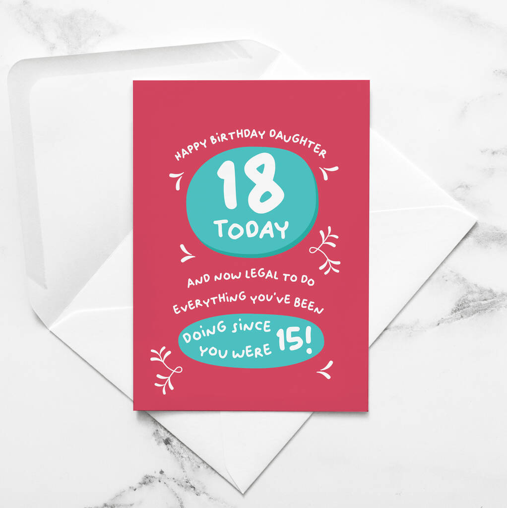 Funny Daughter 18th Birthday Card By PaperJam Print Co.