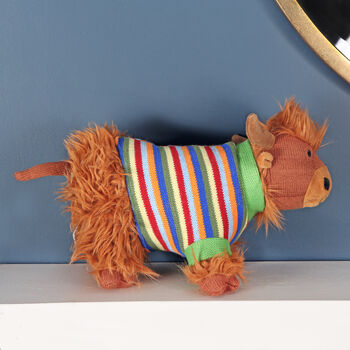 Highland Cow In Stripy Jumper Toy, 4 of 5