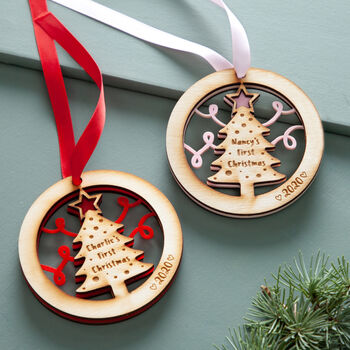 Personalised 1st Christmas Tree Hanging Decoration, 2 of 5