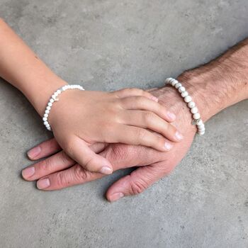 White Howlite 'Daddy And Me' Bracelet Set, 2 of 3