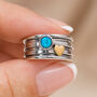 Personalised Sterling Silver Blue Opal Heart Spinner Ring, thumbnail 1 of 9