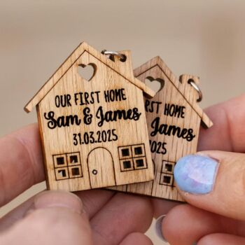 Our First Home Housewarming Keyrings For New Home Owner, 2 of 7