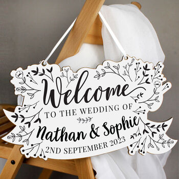 Personalised Wedding Wooden Hanging Sign, 2 of 8