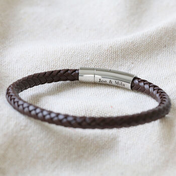 Men's Personalised Engraved Polished Leather Bracelet, 11 of 12