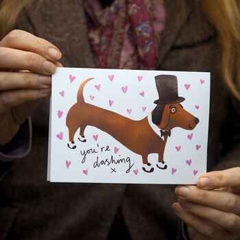 'You're Dashing' Sausage Dog Valentine Card, 3 of 3