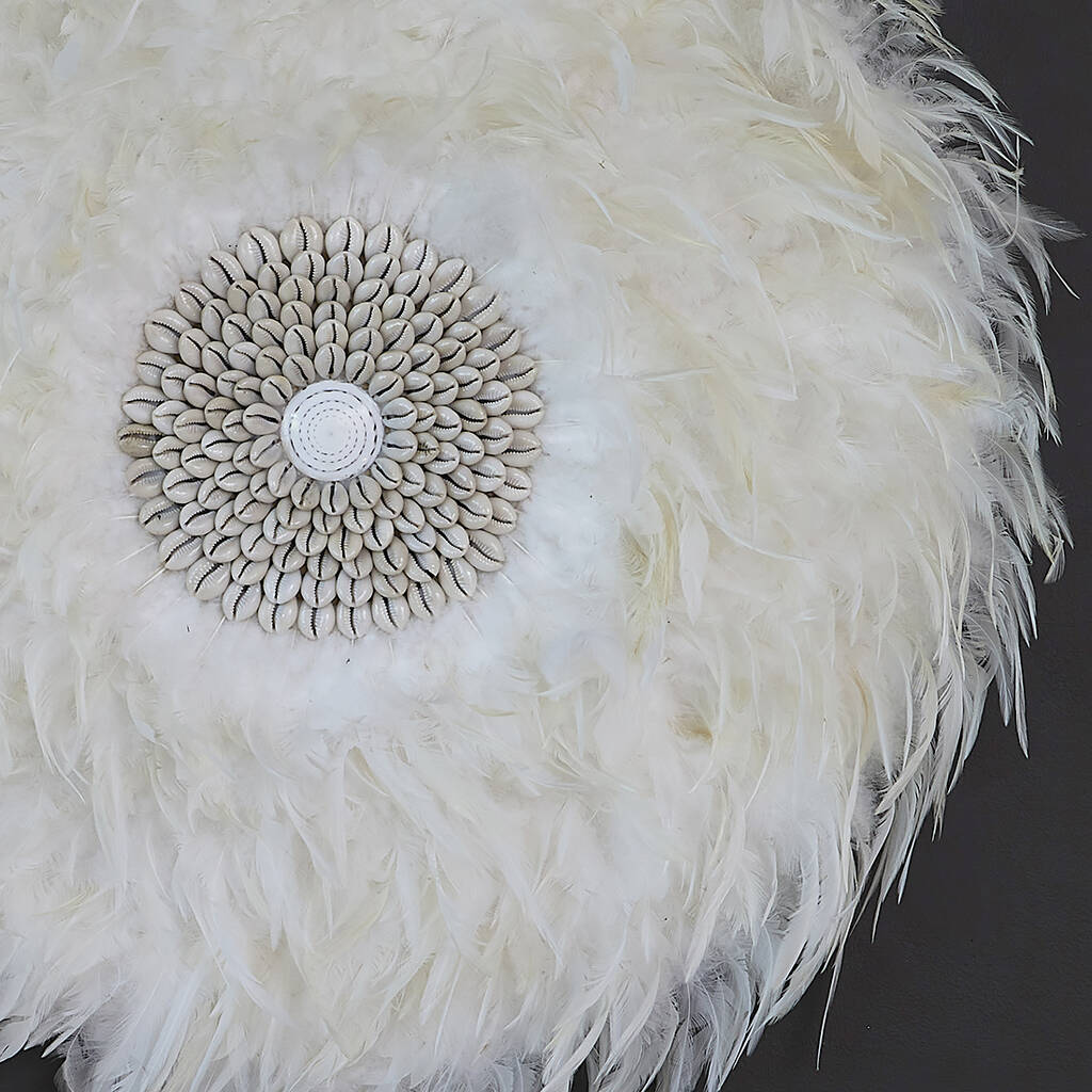 Round Ivory Feather Wall Decoration By Primrose & Plum