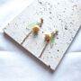 Cream Flower Stainless Steel Dangle Earrings, thumbnail 1 of 4