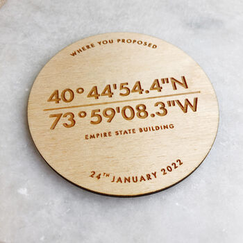 Personalised Coordinates Round Coaster, 5 of 6