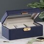 Dad's Luxury Blue Faux Leather Trio Watch Box, thumbnail 5 of 12