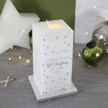 First Married Christmas LED Wax Snowflake Candle, 7 of 7