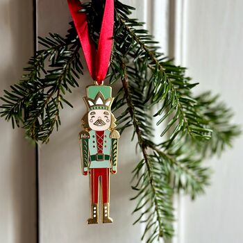 Nutcracker Enamel Christmas Tree Decoration, 8 of 9