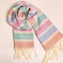 Personalised Pastel Stripe White Winter Scarf, thumbnail 3 of 4