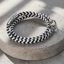 Men's Personalised Herringbone Leather Message Bracelet, thumbnail 3 of 6