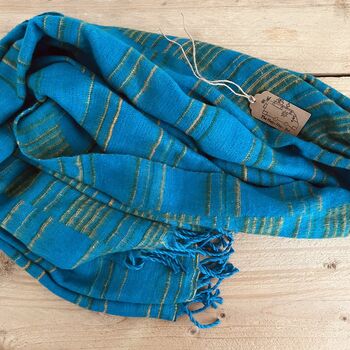 Soft Blanket Sea Blue Green Yellow Stripe Sofa Throw, 8 of 9