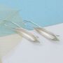 Brushed Silver Willow Leaf Earrings, thumbnail 4 of 5