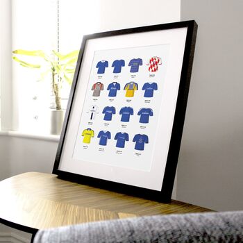 Chelsea Classic Retro Football Kits Team Print, 3 of 4