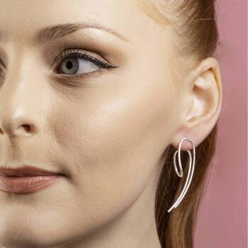 Sterling Silver Overlapping Spiked Stud Earrings, 3 of 7