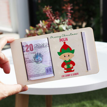 Personalised Christmas Elf Money Gift Holder, 5 of 8