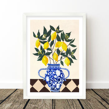 Vase Of Lemons Still Life Print, 5 of 8