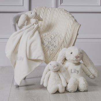 Personalised Cream Cable Blanket And Comforter Gift Set, 3 of 7