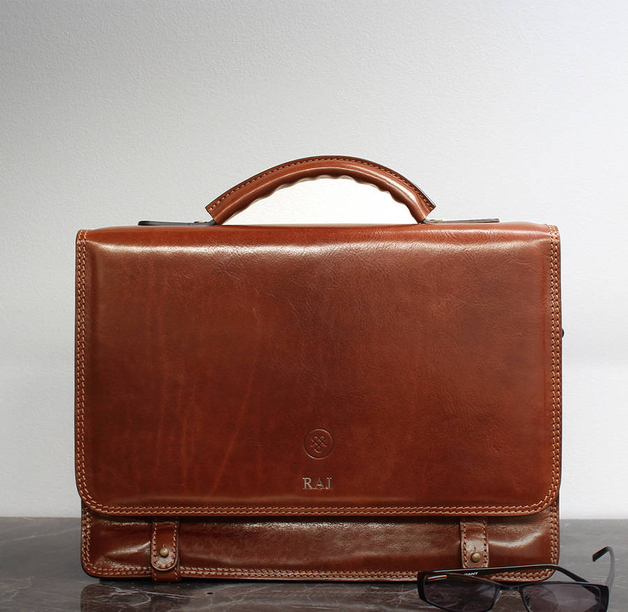 Personalised Mens Leather Satchel. 'The Battista' By Maxwell Scott Bags ...