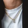 Mini Gold Plated White Shell Gemstone Necklace For Men, thumbnail 1 of 12