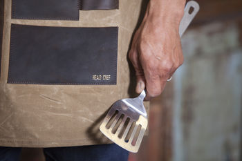 Personalised Waxed Canvas And Leather Work Apron, 2 of 12