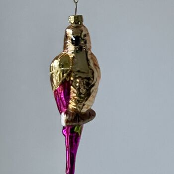 Christmas Parrot Bauble Gold And Pink, 4 of 4