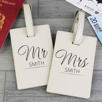 Personalised Leather Couples Classic Cream Luggage, 3 of 7