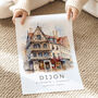 Dijon France Travel Poster With Map Coordinates, thumbnail 3 of 7