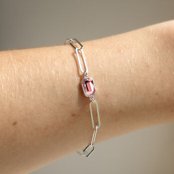 Sterling Silver Paperclip Bracelet With Light Amethyst, 2 of 8