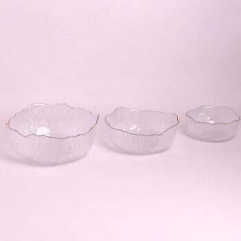 G Decor Calypso Clear Gold Rim Glass Bowls Serving Bowl, 3 of 8