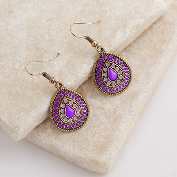 Purple Antique Teardrop Earrings, 3 of 3