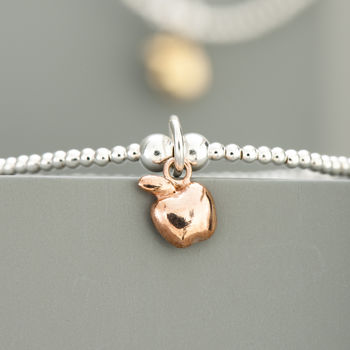 Sterling Silver Apple Charm Beaded Bracelet, 5 of 9