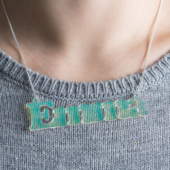 Personalised Iridescent Acrylic Name Necklace, 4 of 7