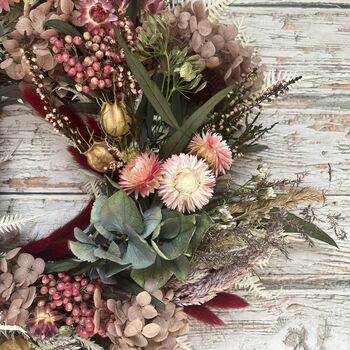 Autumnal Cottage Style Dried Flower Wreath, 5 of 7