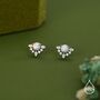 Sterling Silver Vintage White Opal Flower Cz Stud Earrings, thumbnail 1 of 11