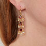 Garnet Seed Pearl Gold Plated Silver Long Drop Earrings, thumbnail 2 of 12